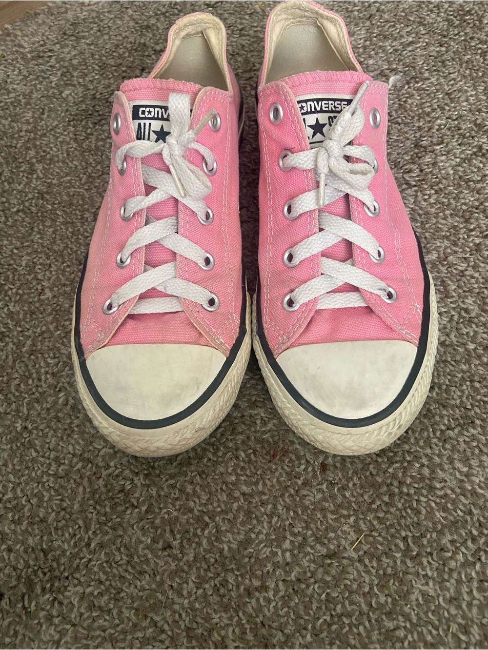 Converse Kids Pink Low-Top Canvas Sneakers with White Laces